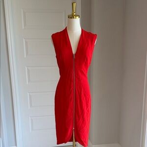 French Connection Sleeveless Red Zip-Front Sheath Dress Size 2 NWT